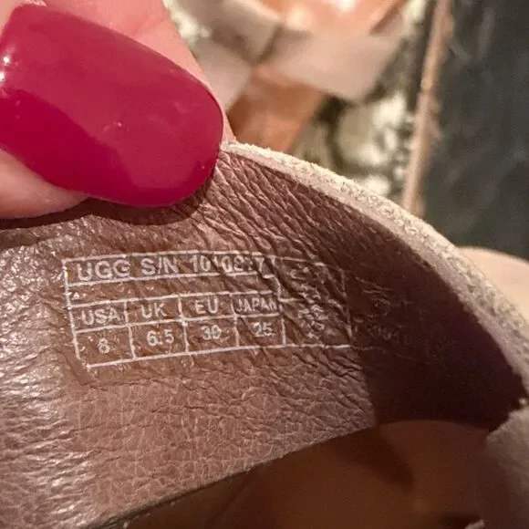 UGG Jennie Wedge Heels Sandals Soft Tan like new women’s 8 - Picture 7 of 8